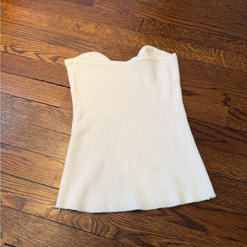 White Strapless Ribbed Top - Picture 8 of 8